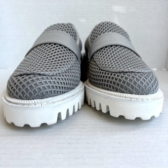 Aerosoles Ronnie Gray Mesh Fabric Preppy Loafers White Platform Soles Women 8 - Picture 10 of 16